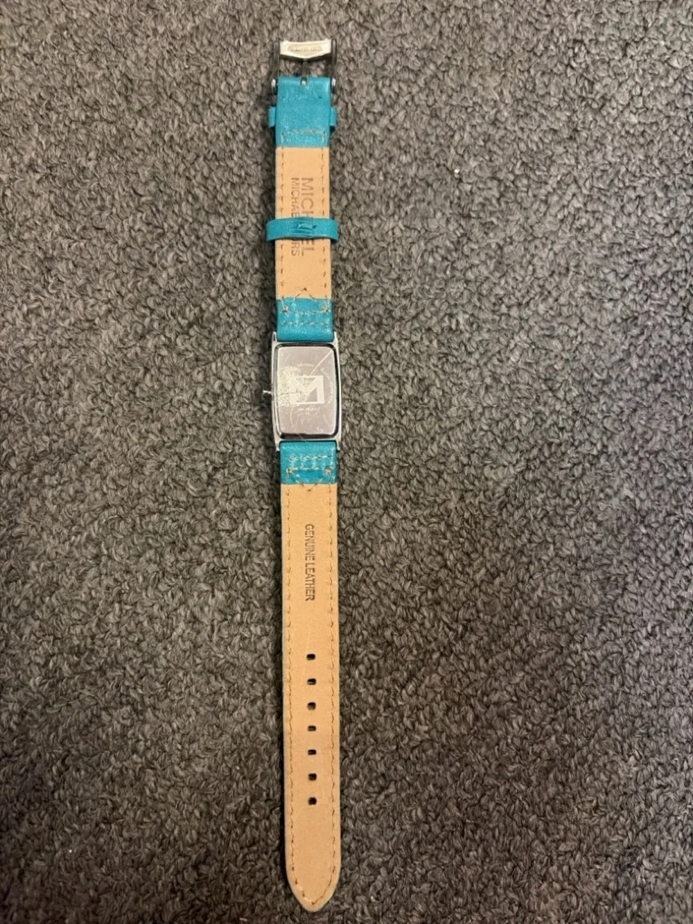 Michael Kors Turquoise Leather Strap Watch Slim Rectangular Women’s